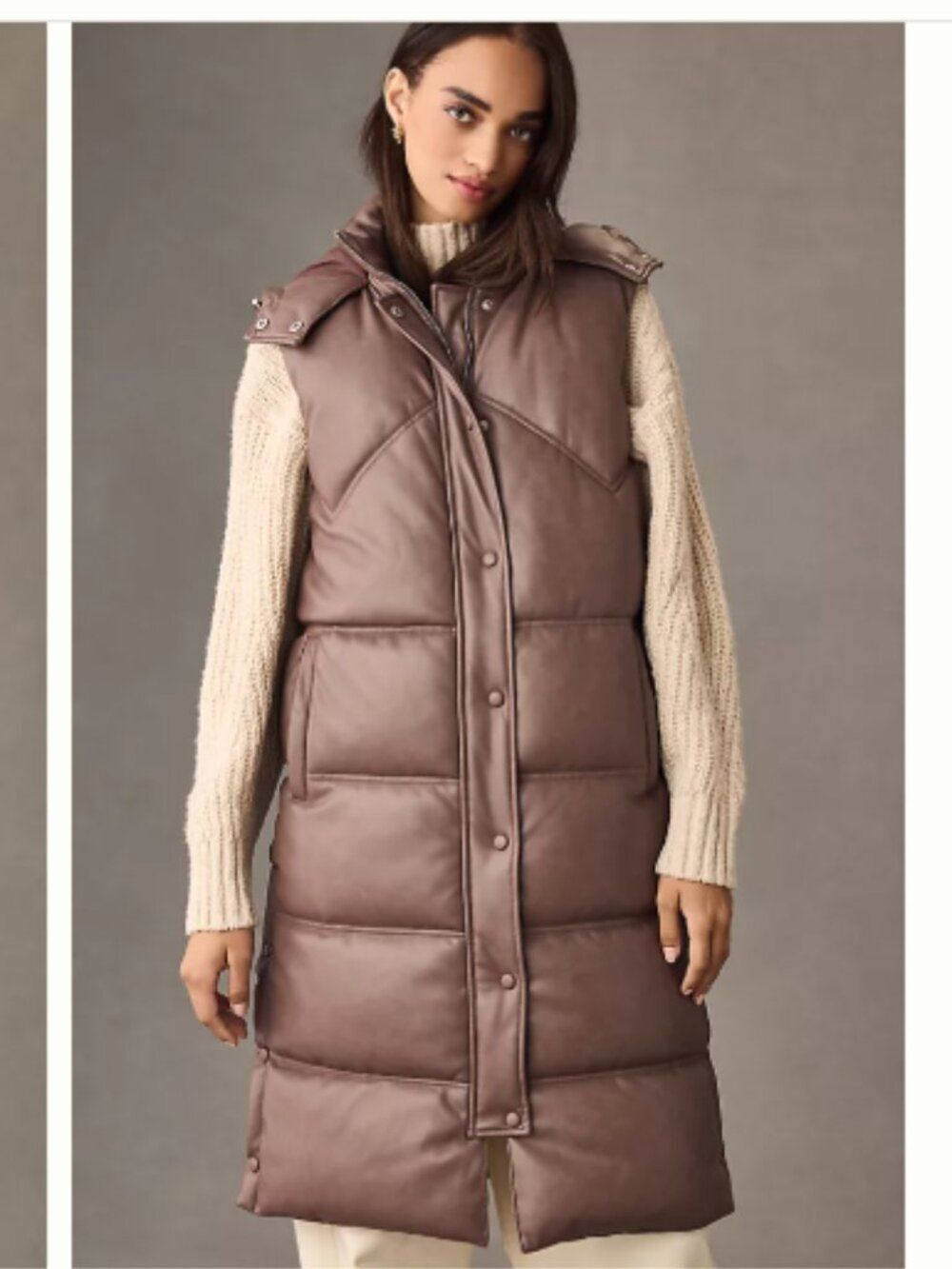 AVEC LES FILLES Faux-Leather Longline Puffer Vest